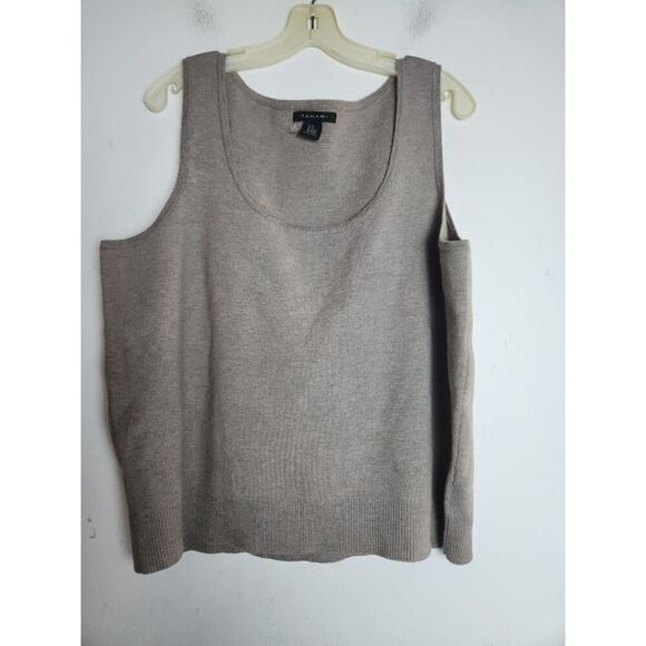 Tahari Women Taupe Beige & Grey "Grandpa" Cardigan/Top Sweater Set size 2X - Picture 8 of 11